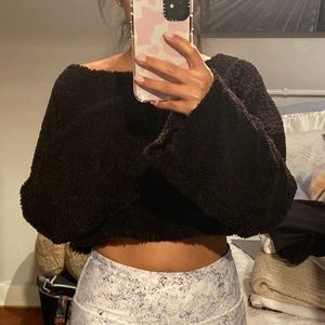 Black cropped Sherpa teddy top XS-S
